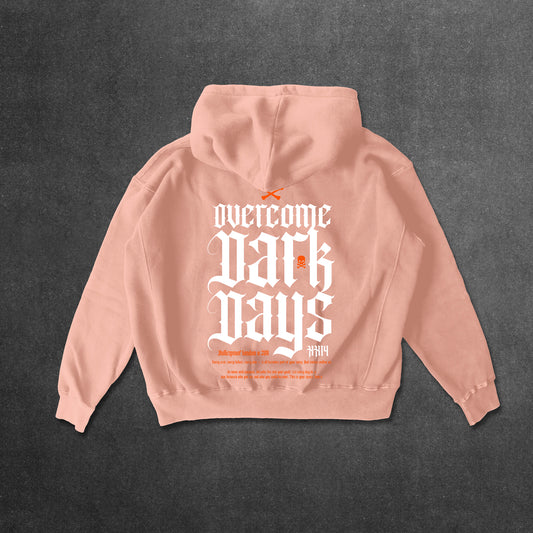 OVERCOME DARK DAYS "MID WEIGHT" HOODIE - PEACH