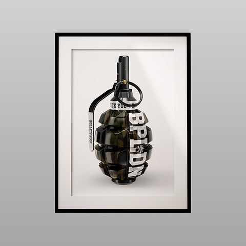 CAMO GRENADE A2 FRAMED PICTURE.