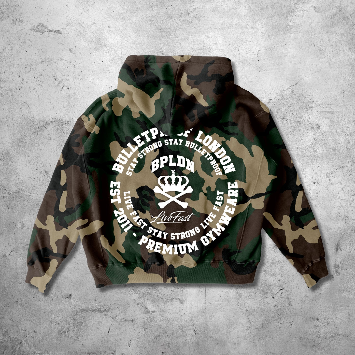 CAMO LIVE FAST HOODY - WHITE