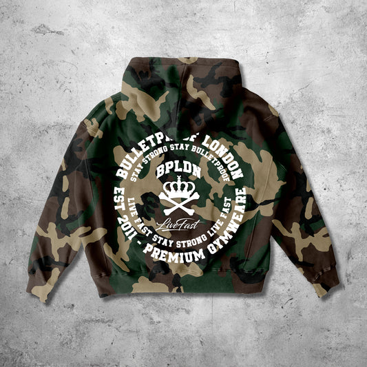 CAMO LIVE FAST HOODY - WHITE