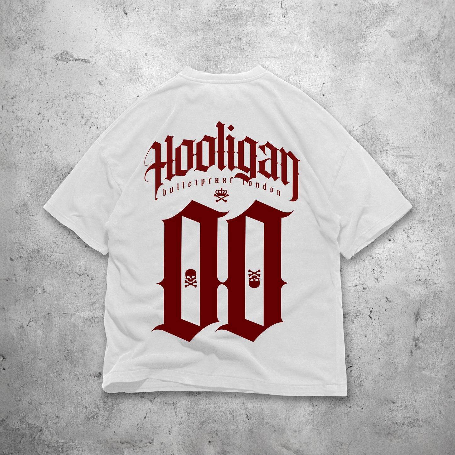 HOOLIGAN TSHIRT - WHITE / BURGUNDY