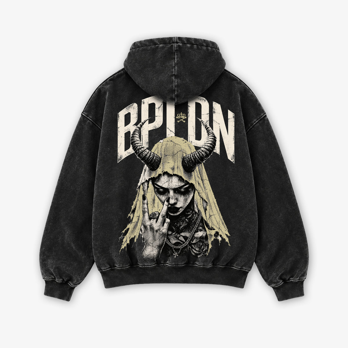 HELL SAINT HOODY - ACID WASH ZIP UP