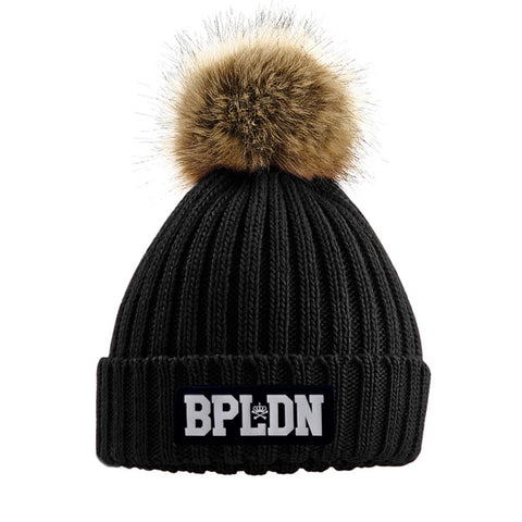 UNISEX POM POM BEANIE - BLACK