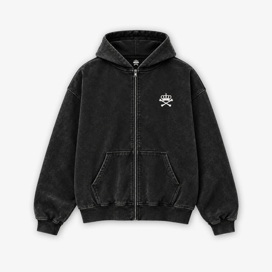 RYUJIN HOODY - ACID WASH ZIP UP.