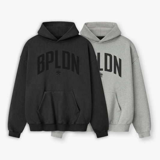 ESSENTIAL TWIN PACK HOODIES - SPORTS GREY-BLK ON BLK