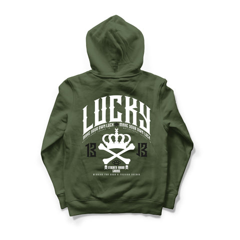 LUCKY 13 HOODIE - MILITANT GREEN.