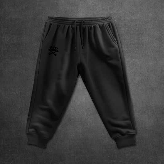BULLETPROOF LONDON TRACKSUIT BOTTOMS - BLACK ON BLACK