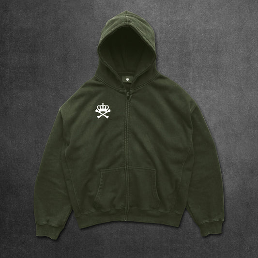 ZIP UP HOODIE  - MILITARY GREEN