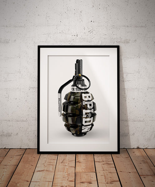 CAMO GRENADE A2 FRAMED PICTURE.