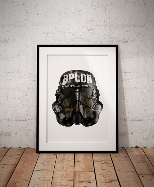 CAMO STORM TROOPER A2 FRAMED PICTURE.